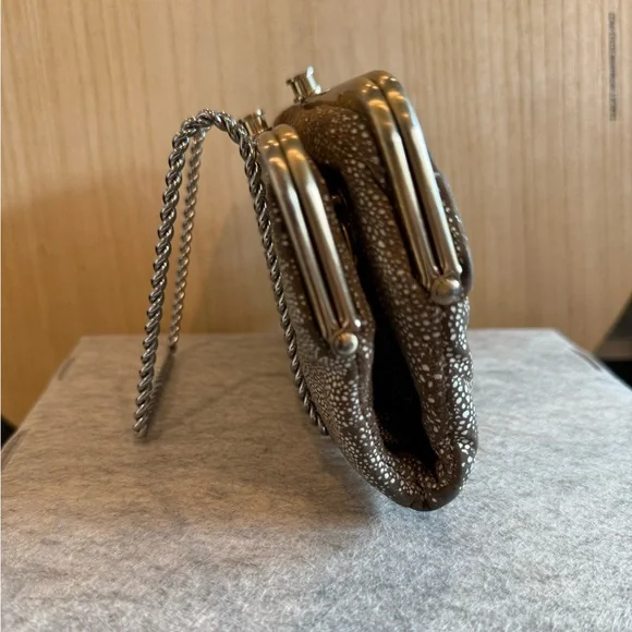 Women's Hobo Stingray Suede Leather Tan White Gold Lauren Clutch Wallet! - Picture 3 of 13